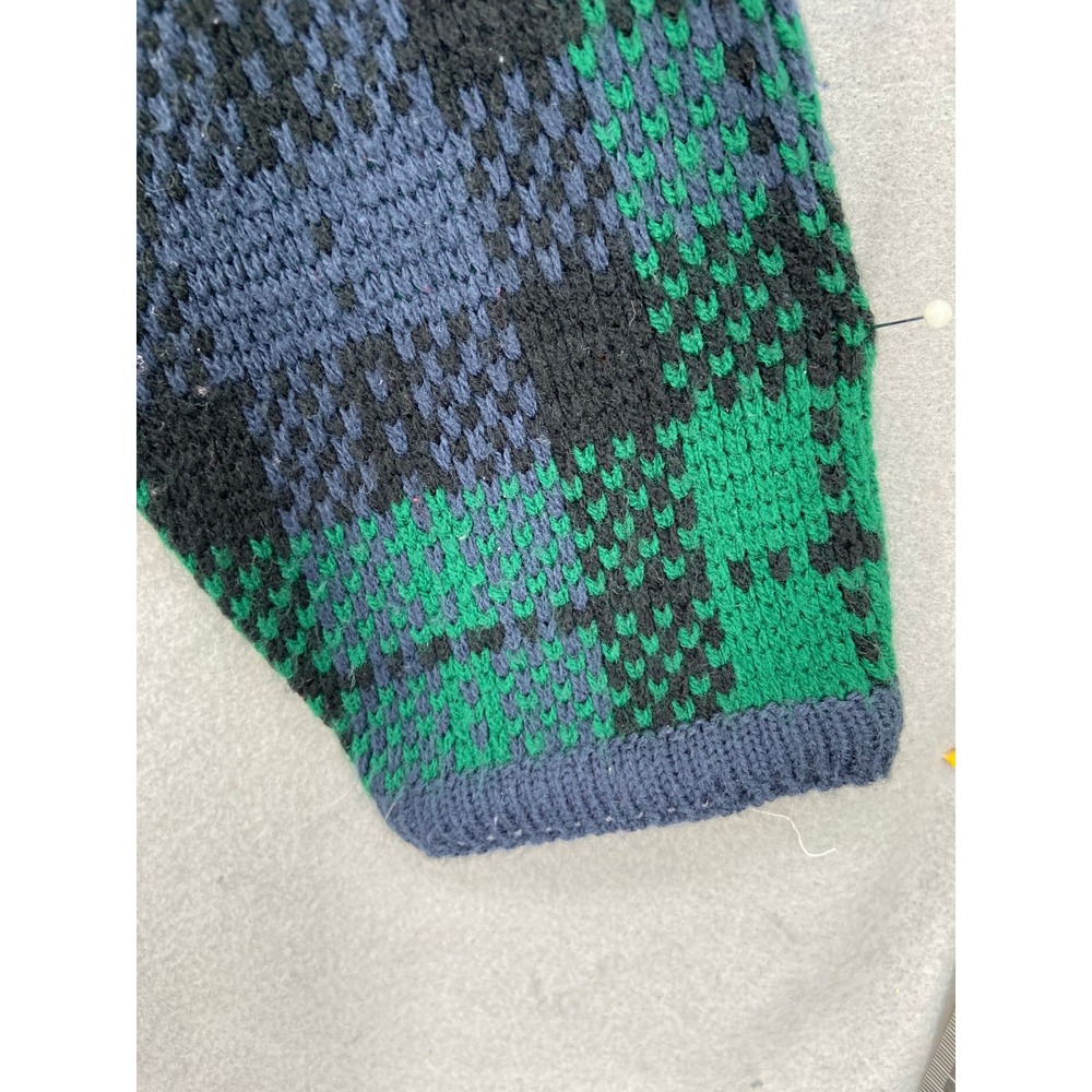 VTG Crystal Kobe Cardigan Womens Sz XL Blue Green Plaid Button‎ Front Sweater - Picture 4 of 12